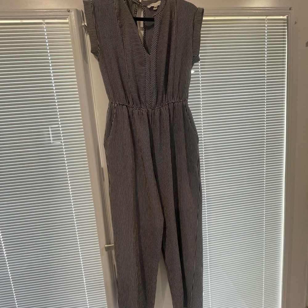 Monteau Black and White Jumpsuit Sleeveless Wide-Leg